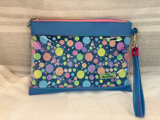 Blue Dot Vinyl Travel Pouch