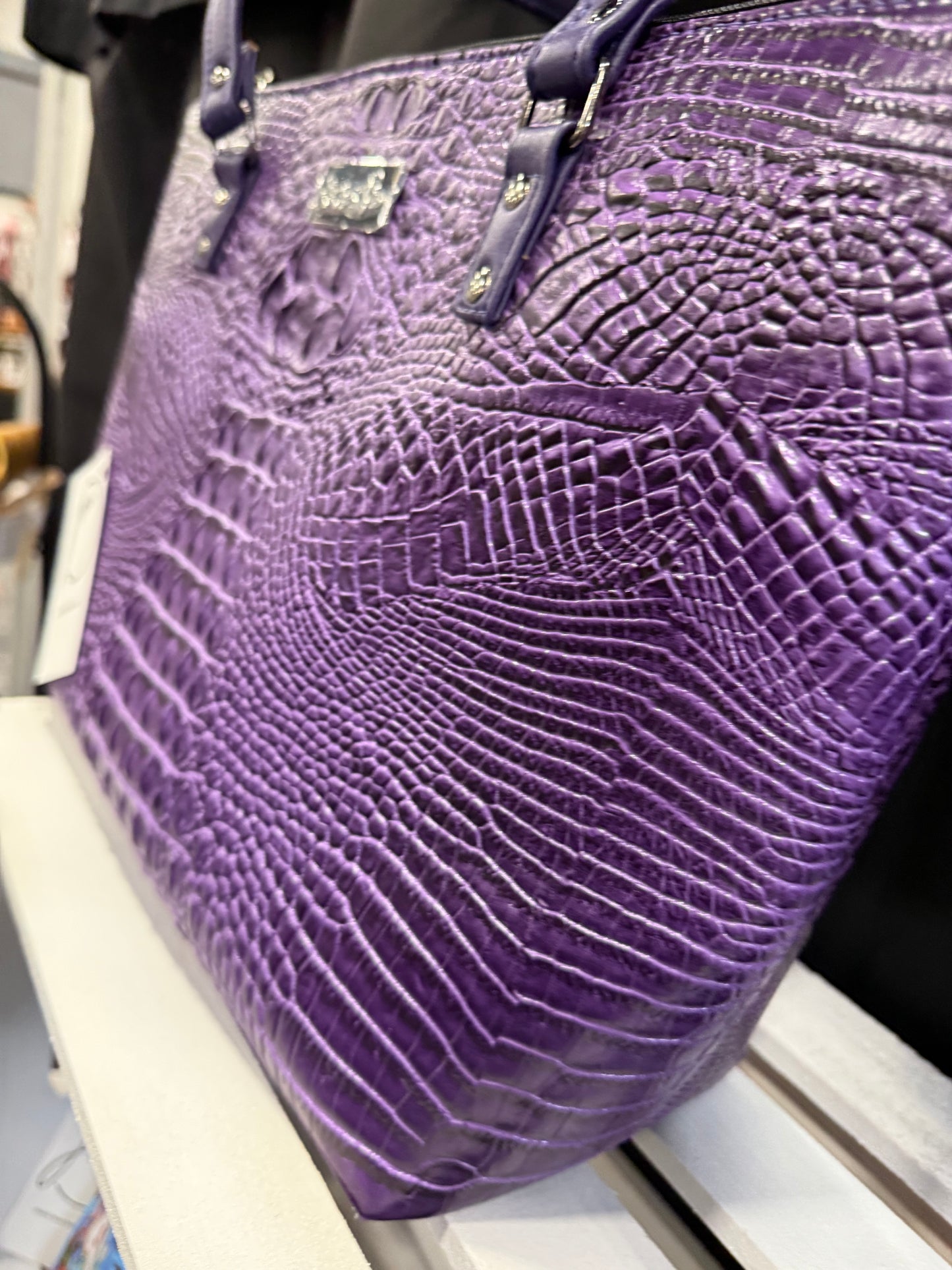 Quilted faux leather tote